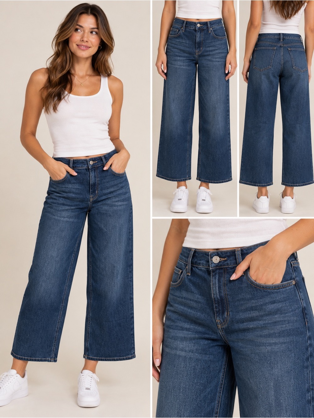 Old Navy High-Rise WOW Wide Leg Jeans Dark Wash Petite Size 14 NWT